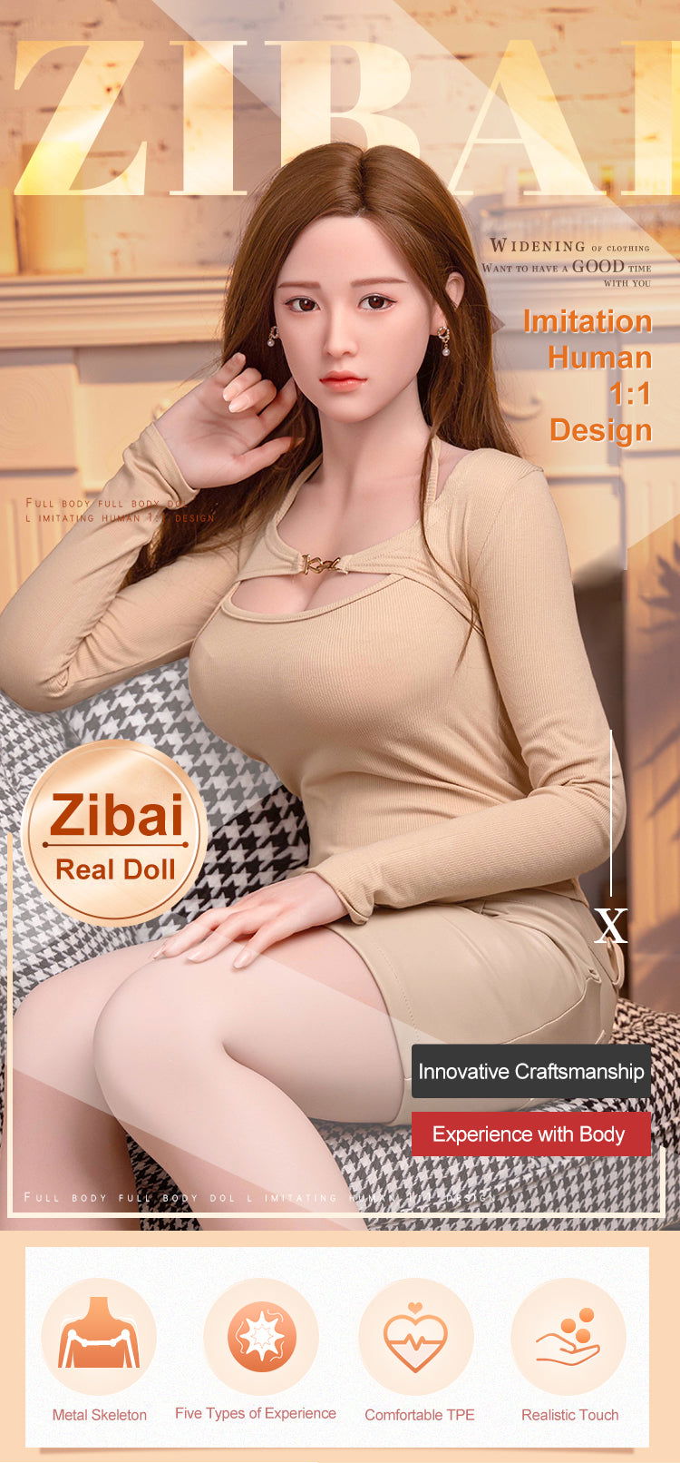 Brown skirt young woman doll - PT Exclusive Custom Master